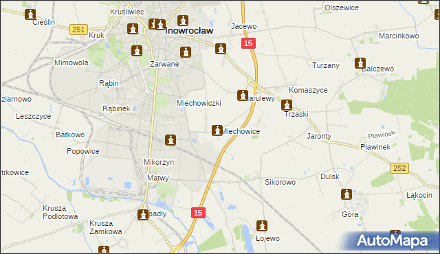 mapa Miechowice gmina Inowrocław, Miechowice gmina Inowrocław na mapie Targeo
