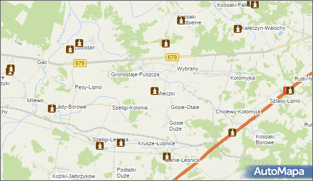 mapa Mieczki gmina Rutki, Mieczki gmina Rutki na mapie Targeo
