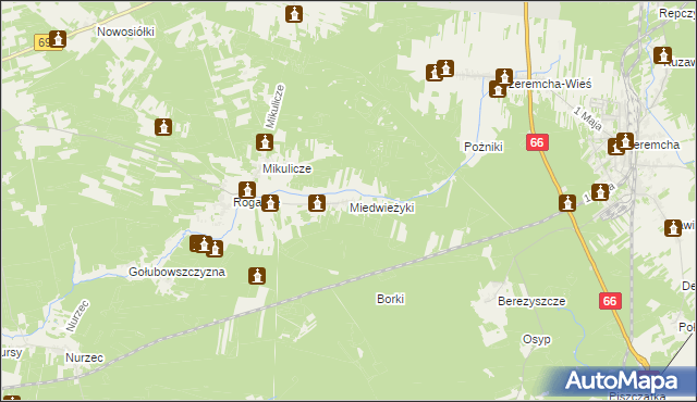 mapa Miedwieżyki, Miedwieżyki na mapie Targeo