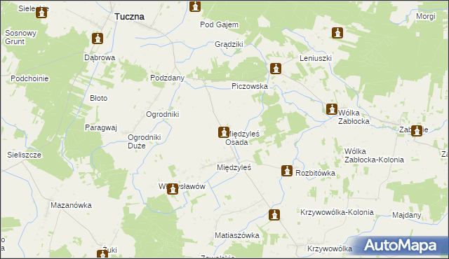 mapa Międzyleś Osada, Międzyleś Osada na mapie Targeo