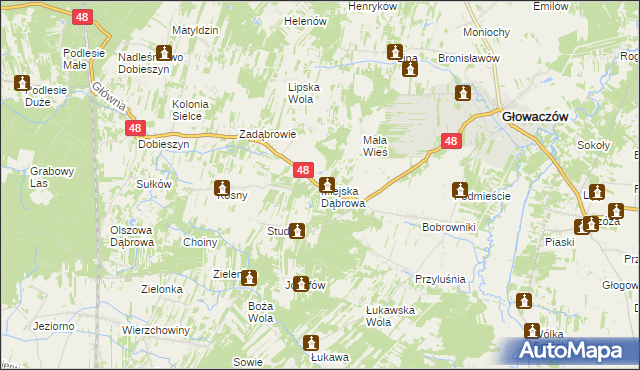 mapa Miejska Dąbrowa, Miejska Dąbrowa na mapie Targeo