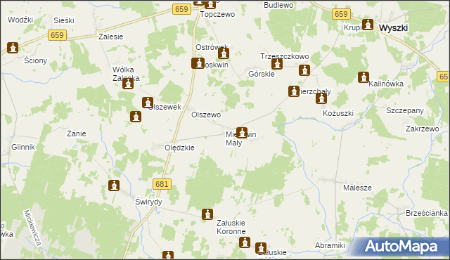 mapa Mierzwin Mały, Mierzwin Mały na mapie Targeo