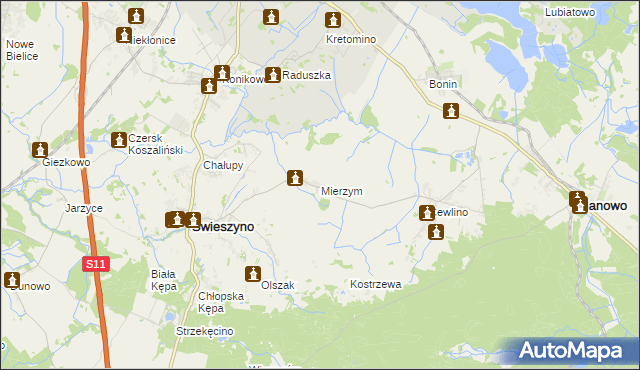 mapa Mierzym, Mierzym na mapie Targeo