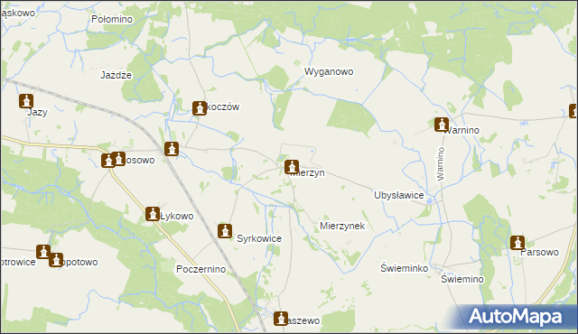 mapa Mierzyn gmina Karlino, Mierzyn gmina Karlino na mapie Targeo