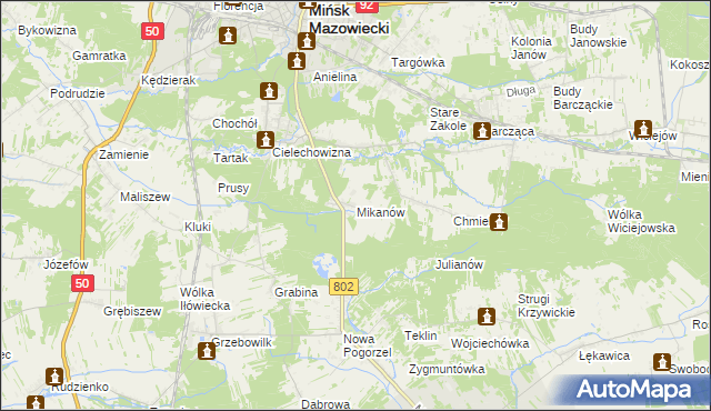 mapa Mikanów, Mikanów na mapie Targeo