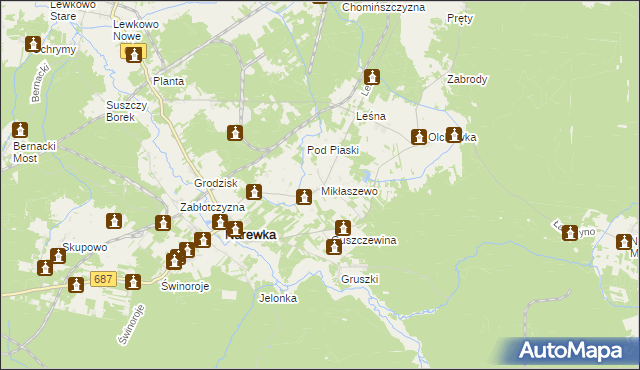 mapa Mikłaszewo, Mikłaszewo na mapie Targeo