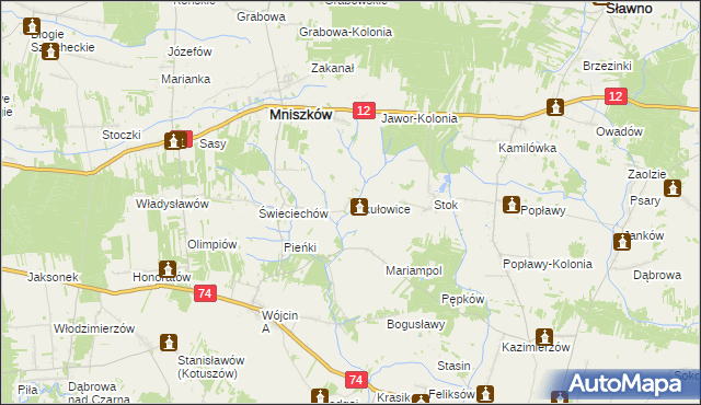 mapa Mikułowice gmina Mniszków, Mikułowice gmina Mniszków na mapie Targeo