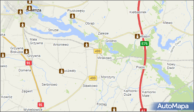 mapa Mirakowo, Mirakowo na mapie Targeo