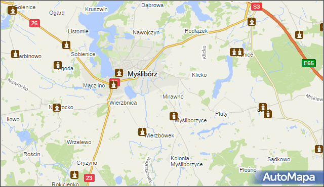 mapa Mirawno, Mirawno na mapie Targeo