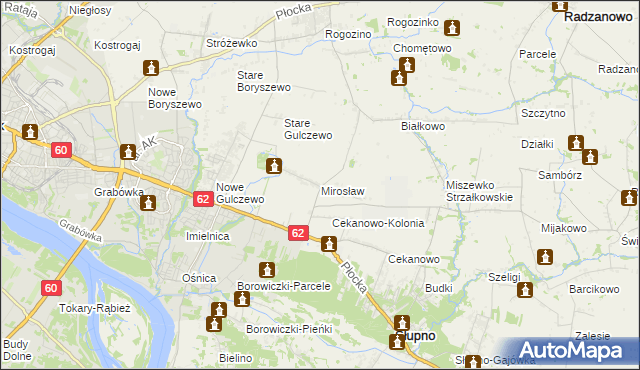mapa Mirosław gmina Słupno, Mirosław gmina Słupno na mapie Targeo