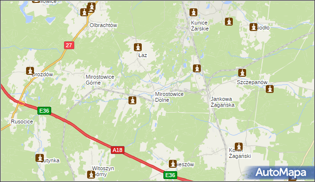 mapa Mirostowice Dolne, Mirostowice Dolne na mapie Targeo