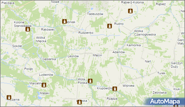 mapa Mlęcin, Mlęcin na mapie Targeo