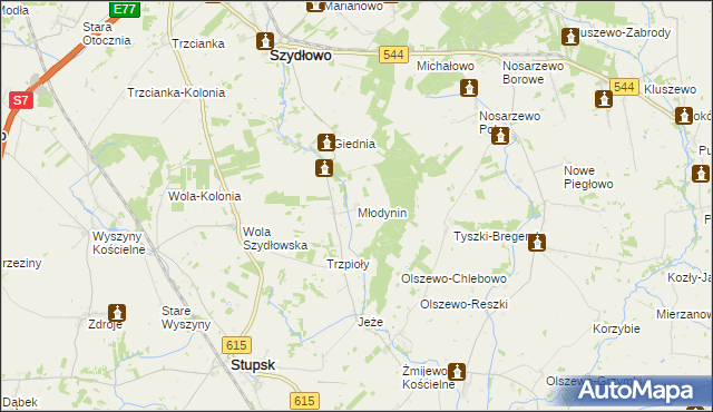 mapa Młodynin, Młodynin na mapie Targeo