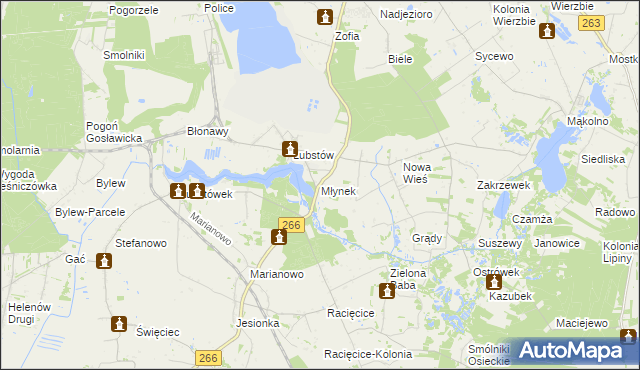 mapa Młynek gmina Sompolno, Młynek gmina Sompolno na mapie Targeo