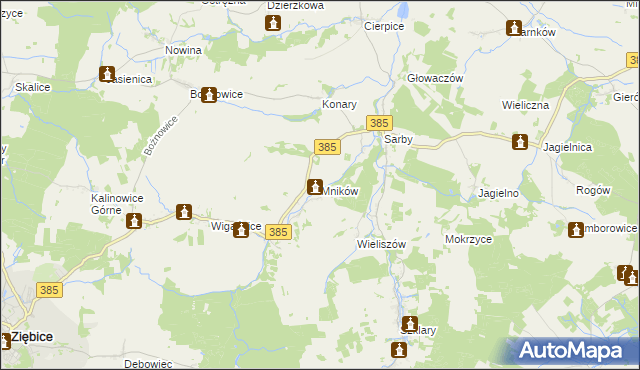 mapa Mników gmina Przeworno, Mników gmina Przeworno na mapie Targeo