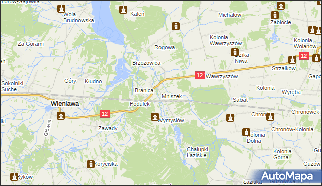 mapa Mniszek gmina Wolanów, Mniszek gmina Wolanów na mapie Targeo