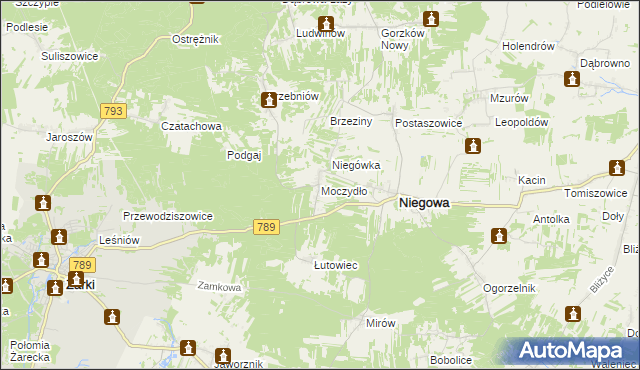 mapa Moczydło gmina Niegowa, Moczydło gmina Niegowa na mapie Targeo