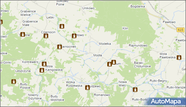 mapa Modła gmina Ciechanów, Modła gmina Ciechanów na mapie Targeo