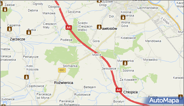 mapa Mokra gmina Roźwienica, Mokra gmina Roźwienica na mapie Targeo
