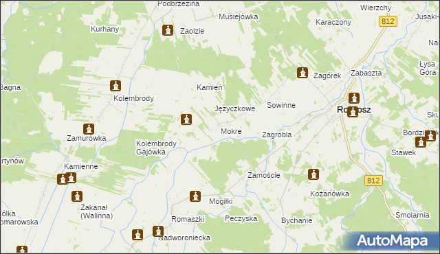 mapa Mokre gmina Rossosz, Mokre gmina Rossosz na mapie Targeo