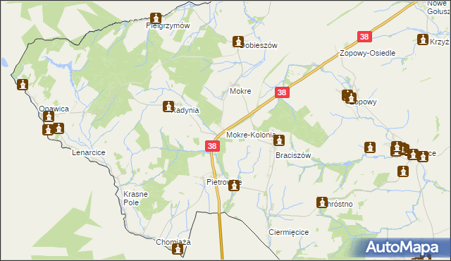 mapa Mokre-Kolonia, Mokre-Kolonia na mapie Targeo