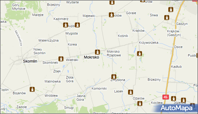 mapa Mokrsko-Osiedle, Mokrsko-Osiedle na mapie Targeo