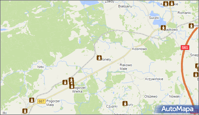 mapa Monety gmina Biała Piska, Monety gmina Biała Piska na mapie Targeo