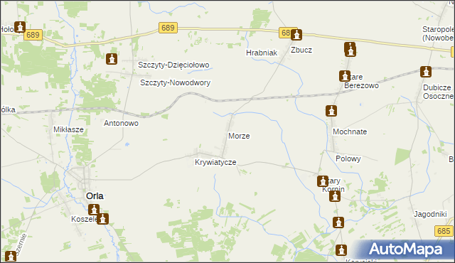 mapa Morze gmina Czyże, Morze gmina Czyże na mapie Targeo