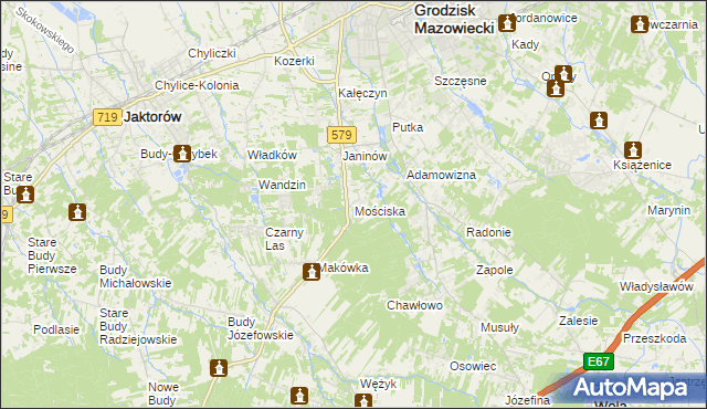 mapa Mościska gmina Grodzisk Mazowiecki, Mościska gmina Grodzisk Mazowiecki na mapie Targeo