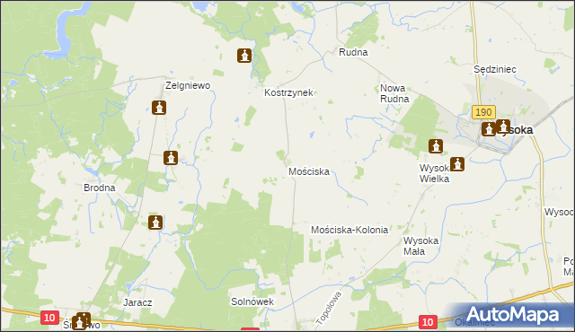 mapa Mościska gmina Wysoka, Mościska gmina Wysoka na mapie Targeo