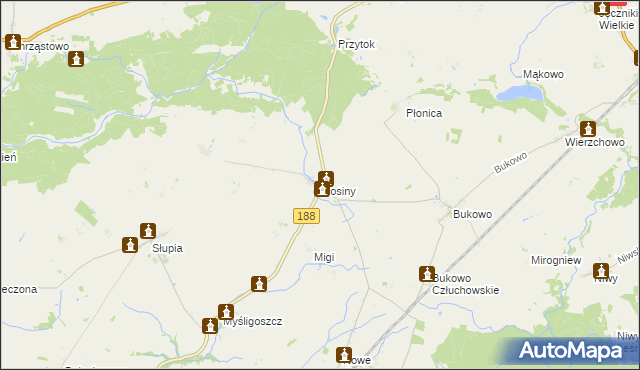 mapa Mosiny, Mosiny na mapie Targeo
