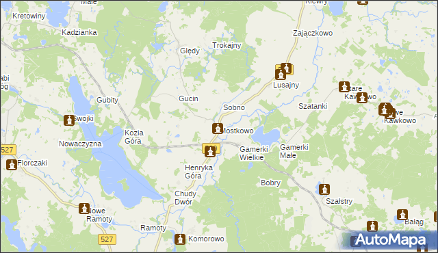 mapa Mostkowo gmina Łukta, Mostkowo gmina Łukta na mapie Targeo