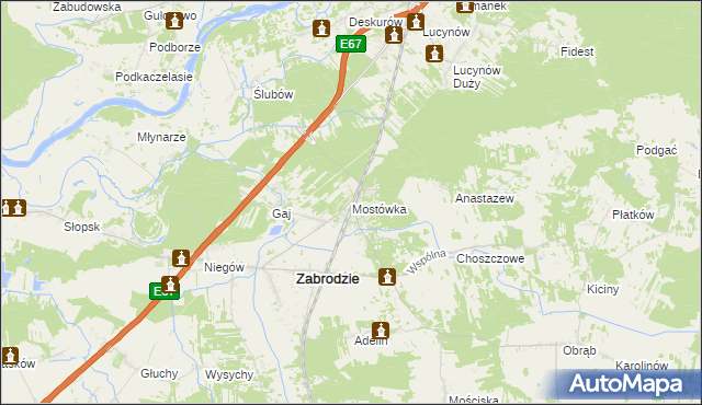 mapa Mostówka gmina Zabrodzie, Mostówka gmina Zabrodzie na mapie Targeo