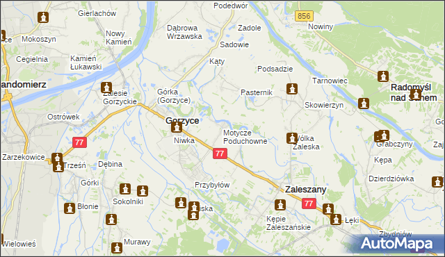 mapa Motycze Poduchowne, Motycze Poduchowne na mapie Targeo