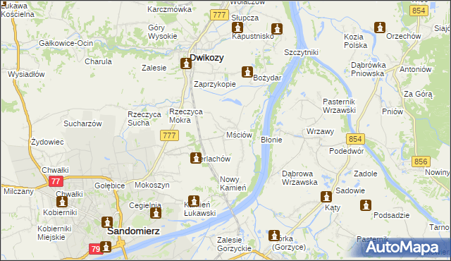 mapa Mściów, Mściów na mapie Targeo