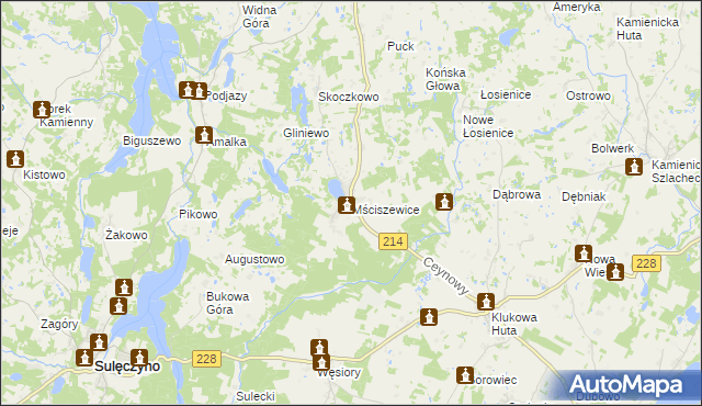 mapa Mściszewice, Mściszewice na mapie Targeo