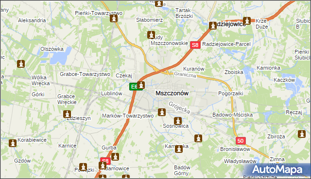 mapa Mszczonów, Mszczonów na mapie Targeo