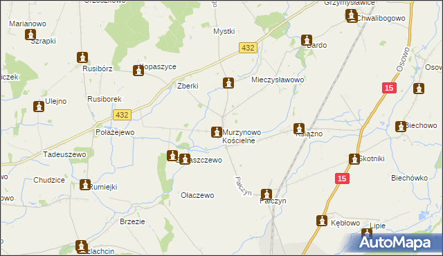 mapa Murzynowo Kościelne, Murzynowo Kościelne na mapie Targeo