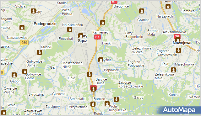 mapa Myślec, Myślec na mapie Targeo