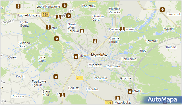 mapa Myszków, Myszków na mapie Targeo