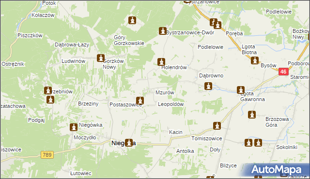 mapa Mzurów, Mzurów na mapie Targeo