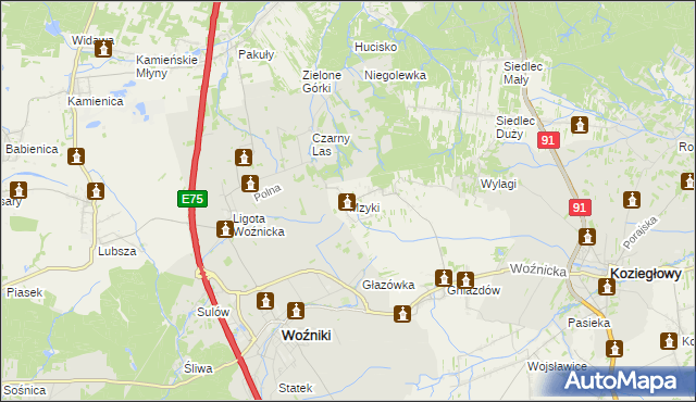 mapa Mzyki, Mzyki na mapie Targeo