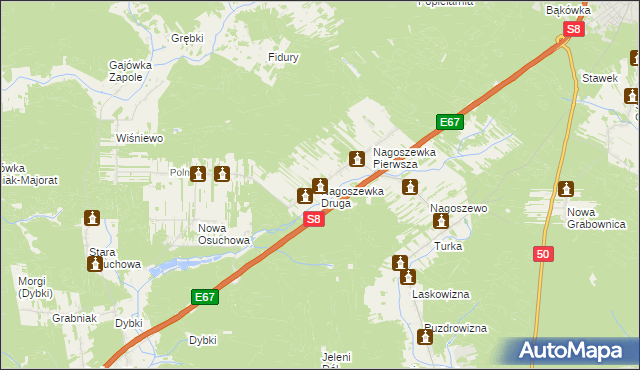 mapa Nagoszewka Druga, Nagoszewka Druga na mapie Targeo