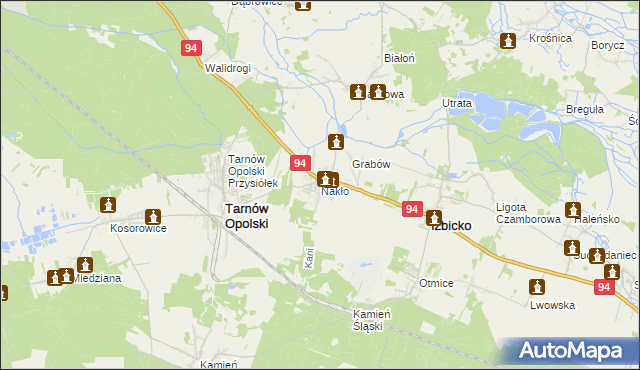 mapa Nakło gmina Tarnów Opolski, Nakło gmina Tarnów Opolski na mapie Targeo