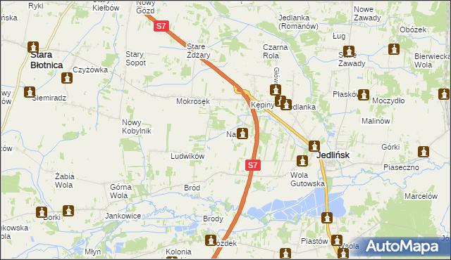 mapa Narty gmina Jedlińsk, Narty gmina Jedlińsk na mapie Targeo
