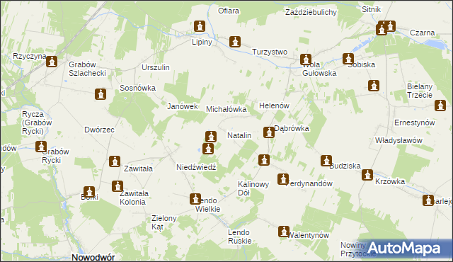mapa Natalin gmina Adamów, Natalin gmina Adamów na mapie Targeo