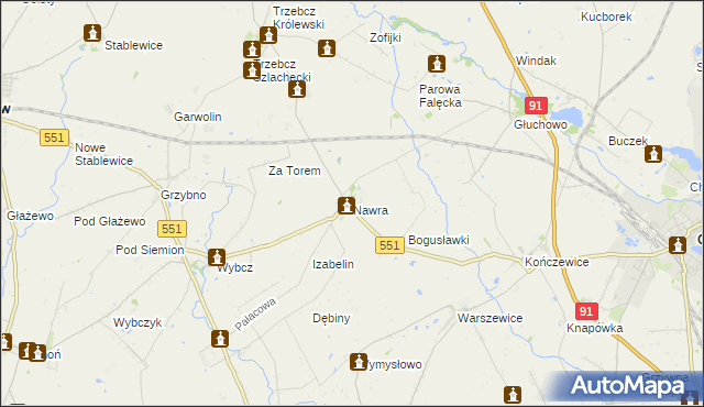 mapa Nawra gmina Chełmża, Nawra gmina Chełmża na mapie Targeo