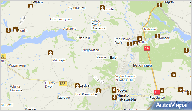 mapa Nawra gmina Nowe Miasto Lubawskie, Nawra gmina Nowe Miasto Lubawskie na mapie Targeo