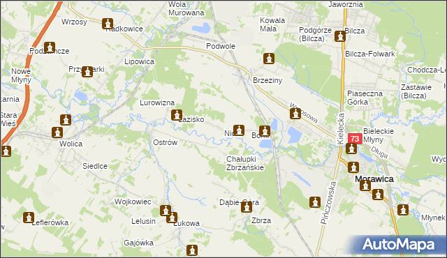 mapa Nida gmina Morawica, Nida gmina Morawica na mapie Targeo
