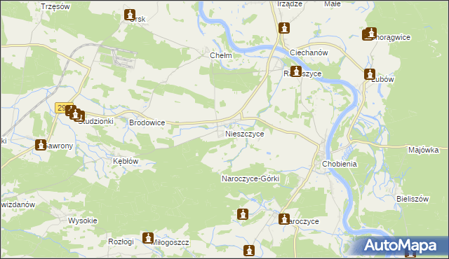 mapa Nieszczyce, Nieszczyce na mapie Targeo